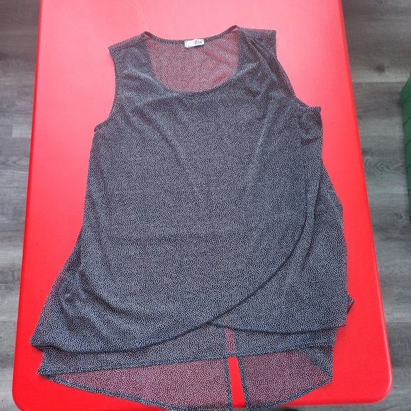 Zoe polka dot grey lightweight dress women's size L - Picture 2 of 3